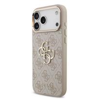 Guess PU Leather 4G Metal Logo Gold Frame Case for iPhone 18 Pro Max / Pink