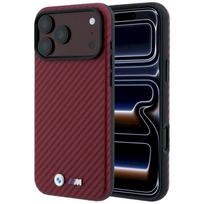 BMW M Carbon Metal Logo MagSafe Case for iPhone 18 Pro Max / 17 Pro Max / Burgundy