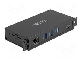 Hub USB | RJ45 socket,USB A socket x3,USB C socket | black | metal