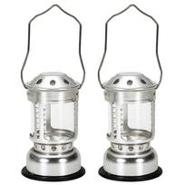 Nešiojamas žvakių žibintas, naktinės žvejybos, pakabinamas, lauko kempingui, aliuminio lydinio žvakių lempa 2PCS sidabras