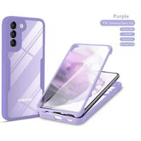 360° visapusiškas apsauginis dėklas Samsung A71 A51 A33 A52S A72 A53 5G A73 Galaxy S23 S22 S21 Ultra Plus minkštas smūgiams atsparus tekstūruotas dangtelis Galaxy A51 4G levanda