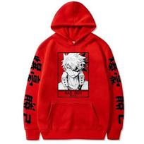 Hot Anime My Hero Academia Hoodies Bakugou Katsuki Printed Pullover Oversized Unisex Sweatshirts Casual Men Wpmen Streetwear Top XXL raudona