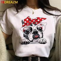 Prancūzų buldogas viršutiniai marškinėliai vasarinis topas femme balti marškinėliai kawaii 2021 viršutiniai marškinėliai gatvės stilius harajuku 3XL gray