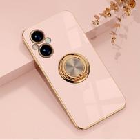 Prabangus metalinis žiedo laikiklis su dengimu, atsparus smūgiams dėklas, skirtas OPPO Realme C11 C7 C20 C21 C30 C31 C33 C35 C53 C55 C15 C67 4G 5G, galinis dangtelis Realme C35 rožinė