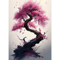 Japonijos Sakura Sienos Menas Plakatas Spaudinys Drobės Tapyba Rožinė Akvarelė Vyšnių Žiedų Estetika Paveikslai Svetainės Dekoras 21cm×30cm NoFrame pink