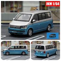 1/64 mastelio Multivan T6 furgonas MPV metalinis lietas modelis, metalinis važiuoklė, amortizacija, kolekcinis modelis, papuošalai mėlyna