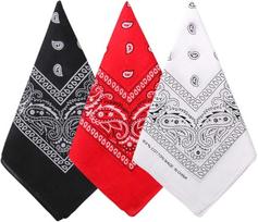 Hip Hop Kaubojiškas Paislio rašto skara Didelė bandana galvai Kvadratinė skara Vyrams Moterims 55x55cm Juoda Raudona Balta red