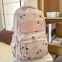 New high-value, fresh, sweet and cute dog backpack, lightweight and large-capacity backpack for junior high school students rožinė