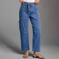 Ladies' Retro Straight Leg High Waisted Jeans L mėlyna