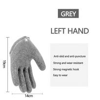 Žvejybos pirštinės nuo slydimo apsaugo ranką nuo pradūrimo įbrėžimų Žvejo profesionalas gaudo žuvis Latekso medžioklės pirštinės Grey left hand gray