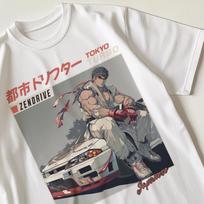Ryu Street Fighter GTR Retro Marškinėliai Marškiniai 80-tieji 90-tieji Nostalgiška Dovana Jam Ir Jai XL gray