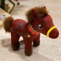 Mielas simuliacinis nacionalinio stiliaus ponio lėlė pliušinis žaislas ponio zodiako žirgo lėlė berniuko raminanti šluostinė lėlė 20cm（0.1kg） brown