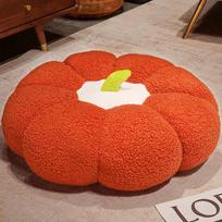Plush Pumpkin Floor Cushion - Super Thick Tatami Seat Pad with Back Support, Soft Coral Fleece Pouf for Bedroom, Living Room & Bay Window 45*15cm raudona