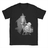 Grafiškai spausdinti Gandalfas stumia Golumą pirkinių vežimėlyje T-shirt Unisex The Rings Medvilniniai T-shirts Trumpomis Rankovėmis Viršutiniai Drabužiai L gray