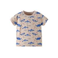 Children's Cartoon Shark Print Short-Sleeve T-Shirt – Spring/Summer Fashion 90 cm - 2-3 Years beige