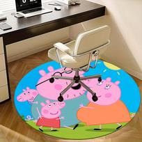 Peppa Pig šeima, Kėdės kilimėlis Apvalus kilimas Biuro kilimas, Skalbiamas mašinoje, Neslystantis, Tinka svetainėms, Miegamiesiems 150cm blue