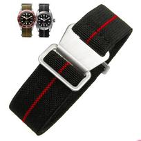 60Derliaus Prancūziška Parašiuto RankinėNATO Elastingas Nailoninis Laikrodžio Dirželis Tinka Pagrindiniams Prekių ženklams18 20 22mm 20mm-Steel Buckle black