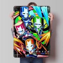 Castle Crashers Knights Action Printed Poster Customized Wall Art Retro Vintage Metal Tin Signs for Aesthetic Room Decor Men 20x30cm（7.8x11.8inch） black