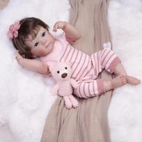 18 Inch Reborn Baby Doll Full Silicone Vinyl Realistic Veins Newborn Girl Babies Doll For Kids Gift 18 inch gray