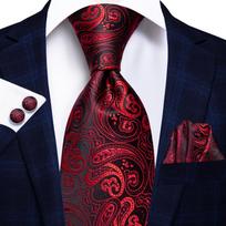 Hi-Tie Bordo dryžuotas gėlėtas šilkinis vestuvinis kaklaraištis vyrams Naujas dizainerio vyriškas kaklaraištis, nosinaitė, sąsagos Verslo vakarėliui Dropshipping brown