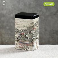New Tin Plate Storage Box Sealed Tea Caddy Small Square Coffee Jar Tea Leaves Container Cans Small Tinplate Spices Storage Boxes beige