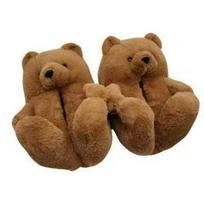 Pliušiniai animacinių filmukų meškiuko šlepetės - Šiltos, storos aksominės, visiškai uždaros, puikiai tinka poroms, rudeniui/žiemai. 28CM Adult (36-42) brown