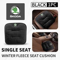 Skoda automobiliui Flanelinis sėdynės užvalkalas Priekinės ir galinės sėdynės Pagalvėlė Žieminė šildanti kilimėlis Octavia Superb RAPID FABIA KAMIQ KAROQ KODIAQ YETI black