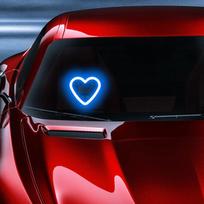 Solar Powered Heart-Shaped Car Ambient Light Smart Modified Neon Light For Vehicle Interior šviesiai mėlyna spalva