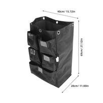 High Capacity Waterproof Cleaning Cart Bag Oxford Cloth Housekeeping Cart Organizer 5 Pockets for Janitorial Carts on Wheels