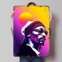 Snoop Dogg Retro Art Printed Poster Customized Wall Art Retro Vintage Metal Tin Signs for Room Decorations Bathroom Decor Home 20x30cm（7.8x11.8inch） yellow