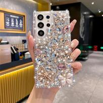 Bling Butterfly Flower Case For Samsung Galaxy A56 A36 A53 A73 A74 A54 A55 A13 A06 5G Glitter Rhinestone Silver Diamond Cover Galaxy A55 5G
