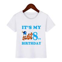 Finding Nemo Dory Cute Fish Print Cartoon Kids Clothes It's My 1 2 3 4 5 6 7 8 9 Years Birthday Boys Girls T shirt Baby T-Shirts 100 white