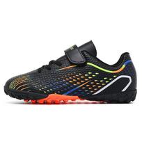 Boys Football Shoes AG/TF Spike Rubber Soft Sole Kid's Professional Artificial Turf Training Football Boots for Girls Soccer Shoes 28 black