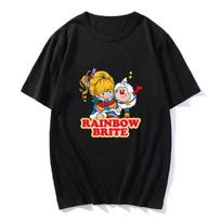 Rainbow Brite T-shirts Cartoon Print Cute Vintage Tee-shirt For Summer Pure Cotton Round Neck Men Women T-shirt Camisetas Tops XS black