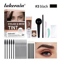 Eyelash & Brow Tint Professional Kit, 2-in-1 Waterproof & Sweatproof Dyeing Cream and Activating Lotion Set, Natural Long-Lasting Eye Makeup Tool 3#