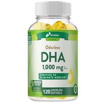 Bcuelov Odorless DHA Softgels, 1000mg DHA, 1240mg Omega-3, 120 Caps 120 capsules white