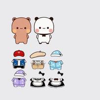 Cute Anime Panda Bear Bubu and Dudu Fridge Magnets Kawaii Yier Bubu Dress-Up Magnets Home Decor Sticker for Refrigerators Gift beige