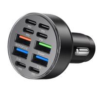 100W 6 Type C 4 USB Ports Car Charger Fast Charging Power Adapter PD QC3.0 Car Phone Charger for iPhone Samsung Xiaomi Huawei