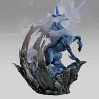 22cm/8.7 Inch Monster Hunter Kirin Figure Elder Dragon Game GK Ice Blue Unicorn Statue Desktop Ornament Collect Model Toy Gifts gray