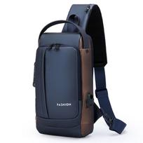 Slaptažodžio Užraktas Apsauga nuo vagystės USB Vyriškas Krepšys Vyriška Krūtinės Krepšys Atsitiktinis Sportinis Kelioninis Kuprinė Peties Crossbody Krepšys Vyriški Motociklo Krepšiai mėlyna
