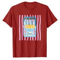 Retro Striped Sardine Cotton TShirt Funny Canned Fish Illustration Pink Vertical Stripes Quite The Catch Text Crewneck Short 3XL pink