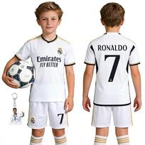 Real Madrid CR7 Vaikų Futbolo Aprangos Rinkinys Nr.7 Ronaldo Šortai Kojinės Baltas Jaunimo Sportinis Komplektas 120-130 CM balta