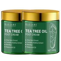 Tea Tree Oil Foot Cream with Aloe & Menthol - Moisturizes & Softens Skin with Hyaluronic Acid & Retinol 100g žalia