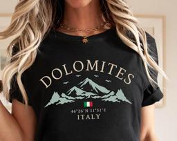 Dolomitų marškinėliai, Italijos kalnų marškinėliai, Italijos Alpės T-shirt, Unisex 150 black