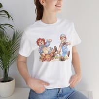 Raggedy Ann and Andy Pulling a Wagon Unisex Jersey Short Sleeve Tee 4XL white