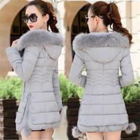 Moteriškas žieminis pūkinis medvilninis su gobtuvu striukės paltas Moteriai Laisvalaikio šilti viršutiniai drabužiai Striukės Moteriškos Mergaitės Kailinė apykaklė Drabužiai XXXL pilka