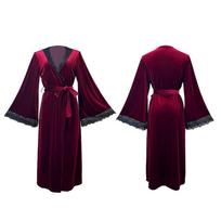 Seksualūs suvarstomi veliūriniai ilgi chalatai, naktiniai, moteriški miego drabužiai, bordo spalvos kimono, chalatas, intymūs apatiniai, rudens nauji namų apyvokos reikmenys M black