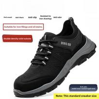 Men's Cross-Border Safety Shoes: Steel Toe, Anti-Smash, Anti-Puncture, Breathable, Odor-Resistant, Lightweight, Comfortable. 37 black