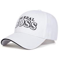 Unisex THE REAL BOSS raidžių siuvinėjimo beisbolo kepurės Lauko reguliuojama pavasario ir rudens kasdienė apsaugos nuo saulės kepurė balta
