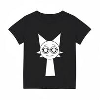 Sprunki Katoen Korte Mouw Kleding Kinderen Zon Spelen marškinėliai Incredibox Meisjes Korte Mouw Jongens Anime Leuke Casual Kleding 130cm juoda